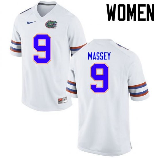 Women's Florida Gators #9 Dre Massey NCAA Nike White Authentic Stitched College Football Jersey DVB6062XA